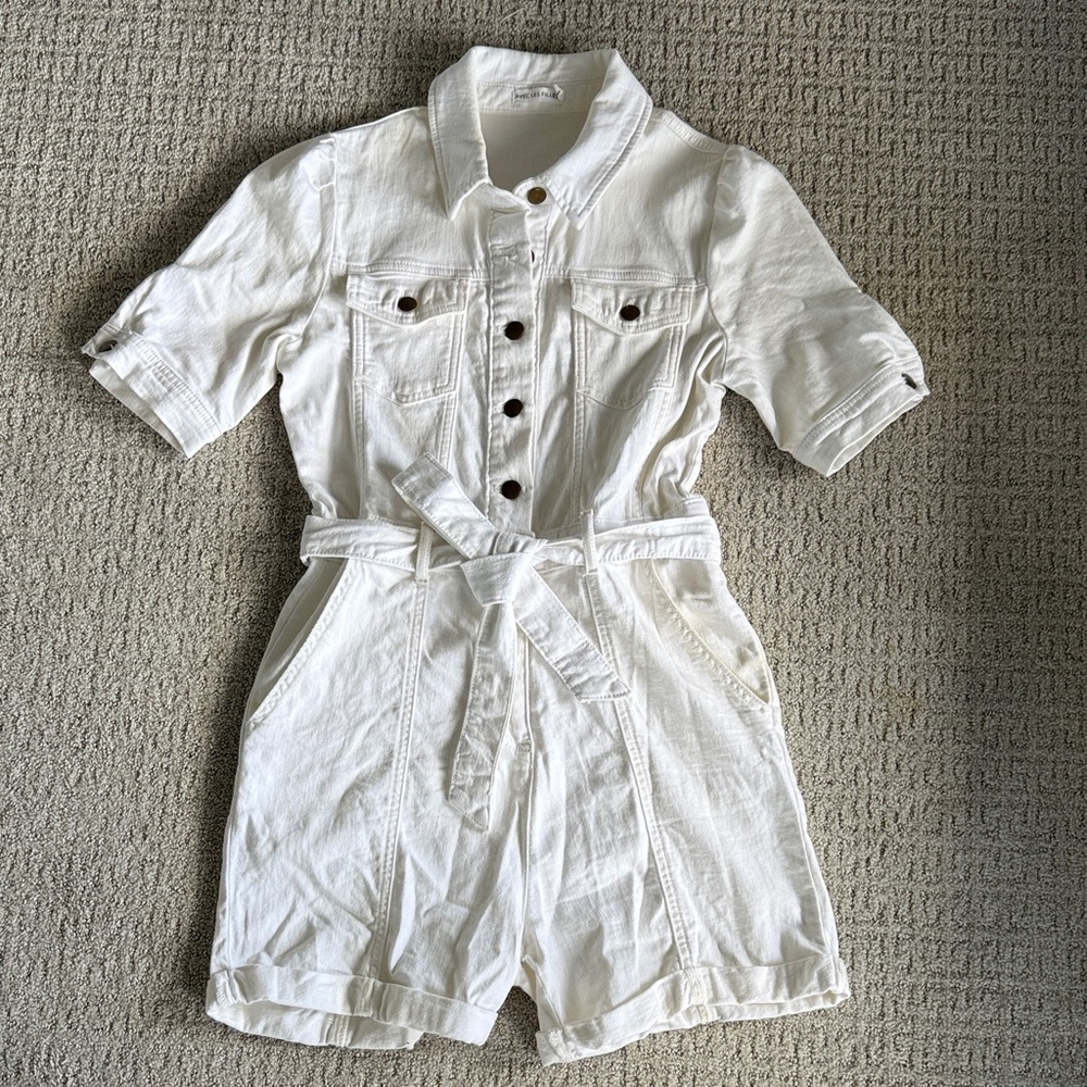 Avec Les Filles White Kids Romper